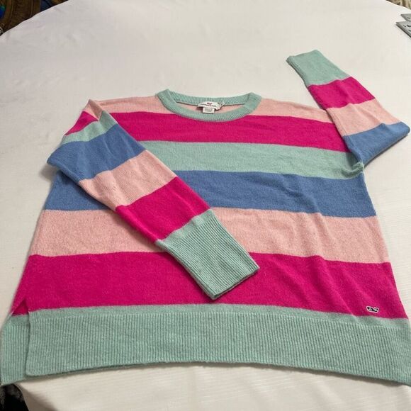 Vineyard Vines Women’s Sweater Multi Crew Knit Pullover Sunset Stripe Size Small - Picture 5 of 8